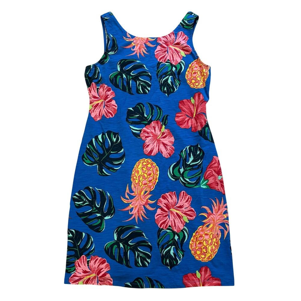 Tommy Bahama Women's Floral Pineapple Print Tank Dress Blue Tropical Resort